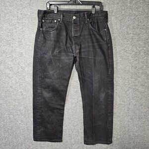 Levi's 501 Men Jeans 35x34 (34x24) Black Denim Button Fly Straight Fit